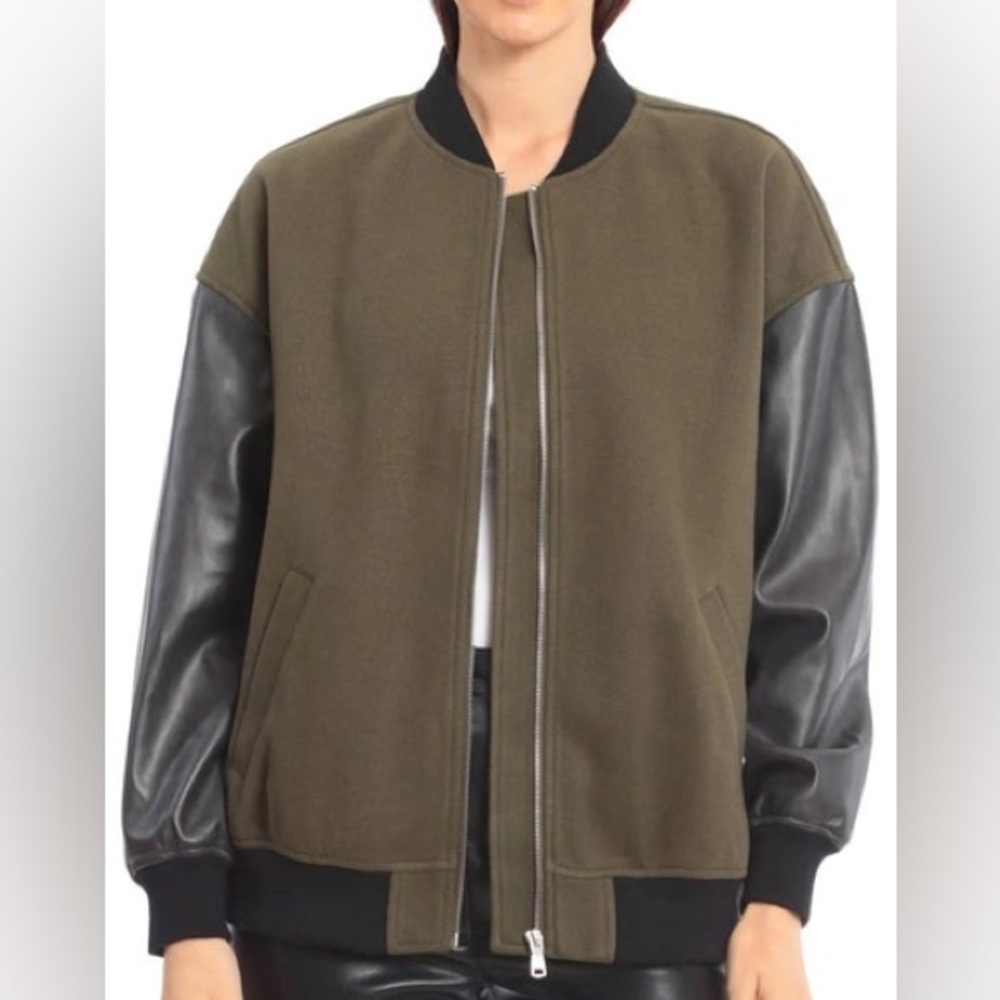 Avec Les Filles Olive and Black Bomber Jacket